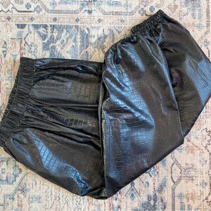 Black faux leather pants